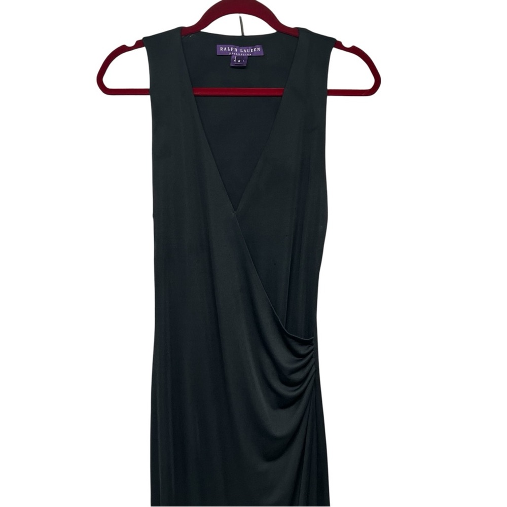 Ralph Lauren Collection Purple Label Black Silk Blend Faux Wrap Gown Dress Sz 8 - Picture 9 of 13